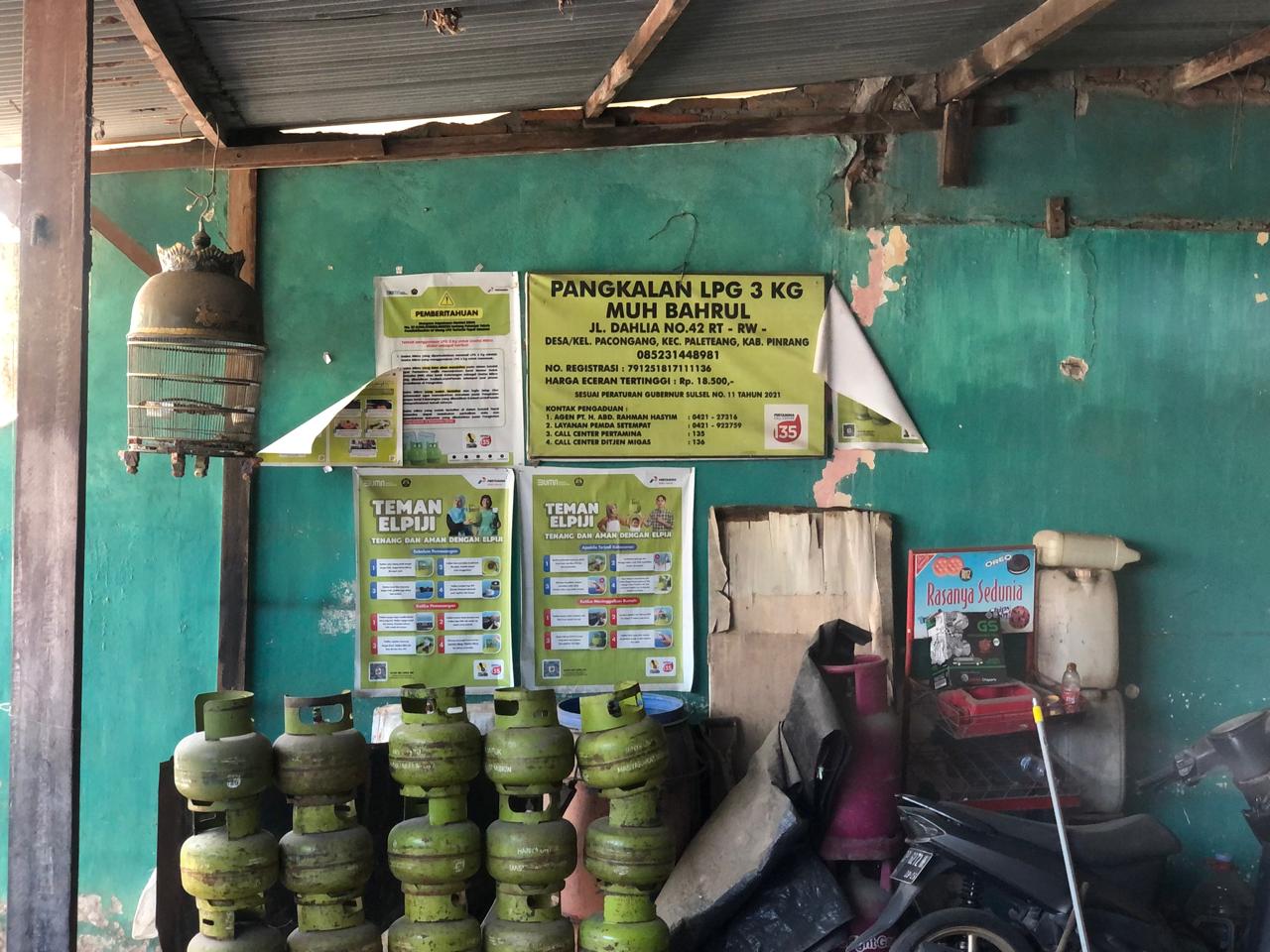 Pangkalan LPG 3 KG Muh Bahrul, JL Dahlia No.45 RT-RW- Desa/Kel. Pacongang, Kab. Pinrang